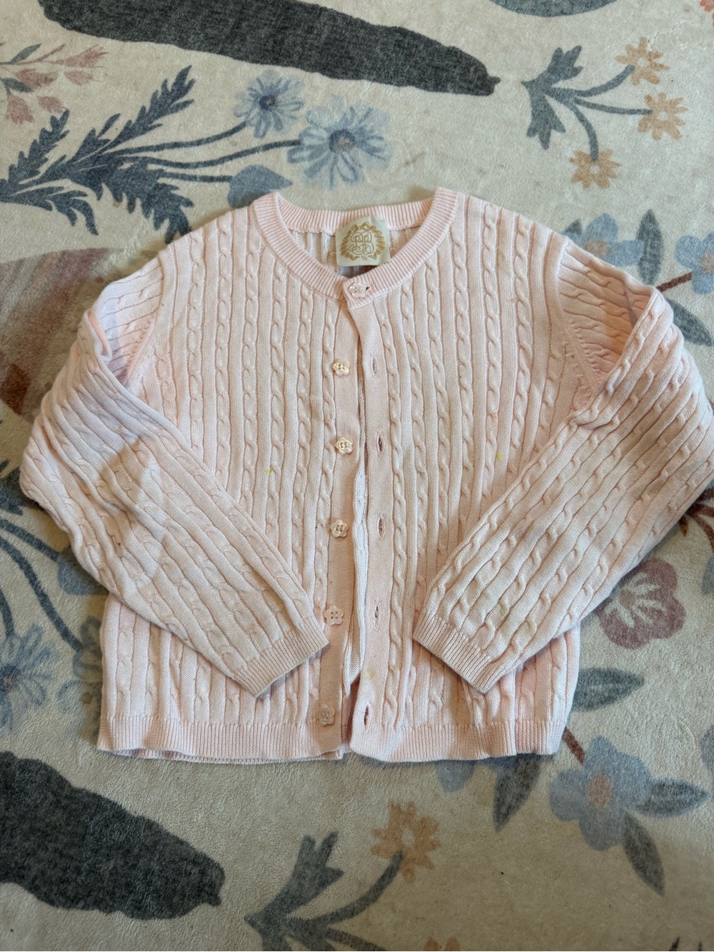 The Beaufort Bonnet Company Pale Pink Cable-Knit Button Cardigan